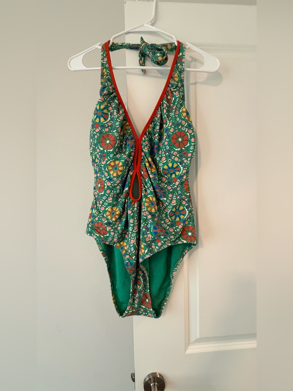 RHODE x Target Zinnia Floral Halter One-Piece Swimsuit – Green/Red - Picture 3 of 8